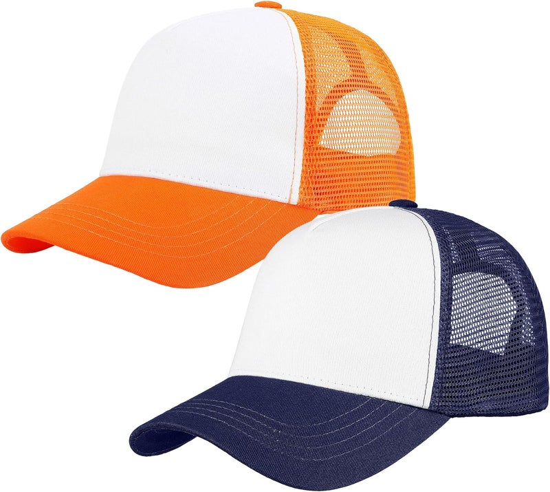 Falari 5-Panel Mesh Baseball Cap, Trucker Hat, Structured Plain Design, Cotton, Adjustable Size - Image 1